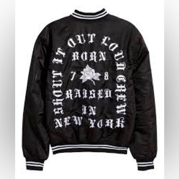 NWT H&M Man NEW YORK Bomber Jacket Embroidery Embroidered Size L Large - Picture 2 of 10